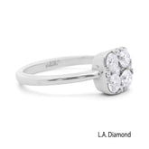 14k White Gold Flower Diamond Cluster Round Cut Engagement Ring 1.20ct - LA DIAMOND